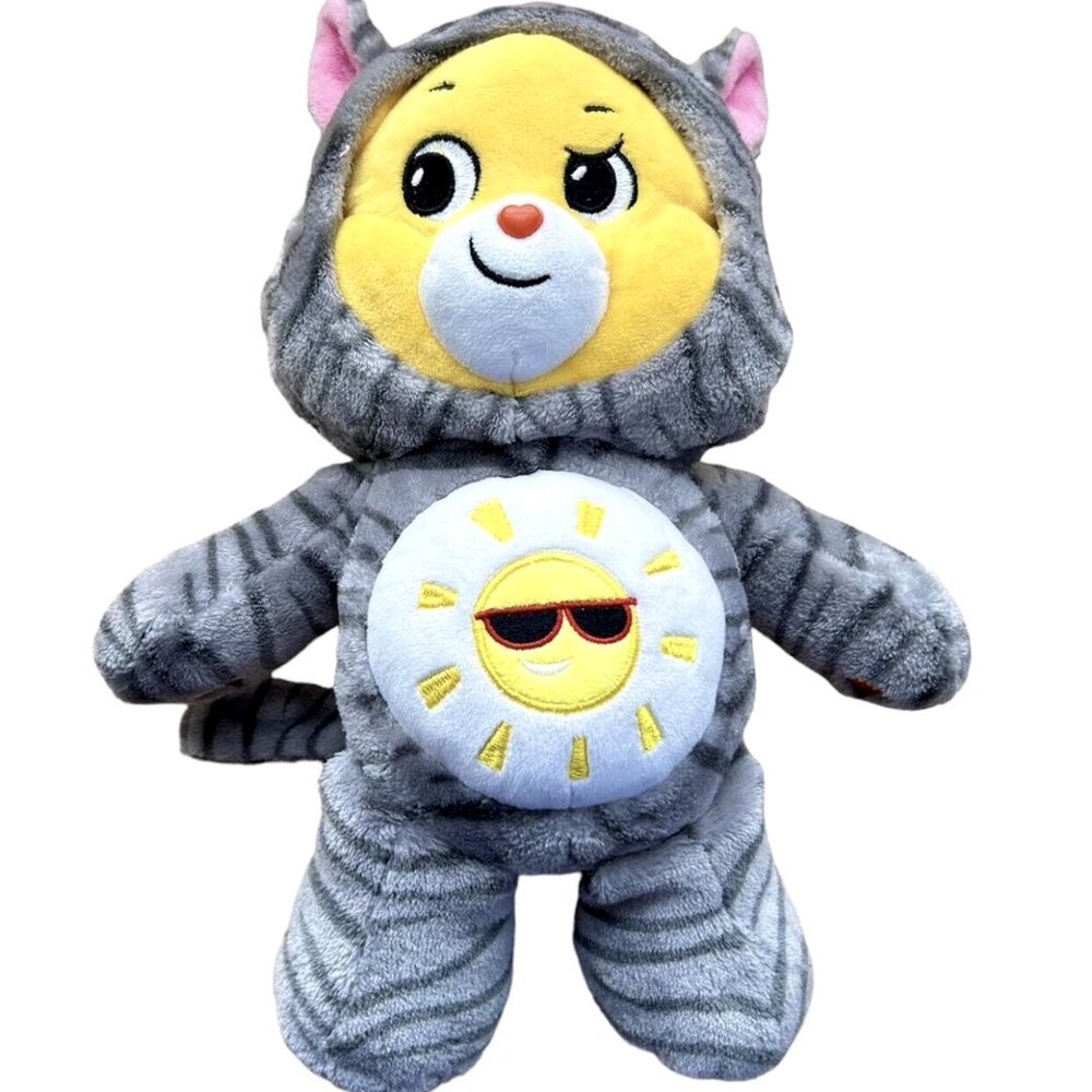 2021 Care Bears Unlock The Magic Funshine Bear Kitty Cat Hoodie 12” Plush